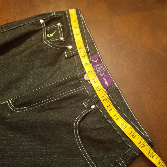 ADWYSD Purple Label Heavy Duty Black Denim Hiphop Baggy Jeans Unisex Size Large - Picture 11 of 16